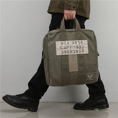 Canvas Mens Pilot Handbag Army Green Canvas WWII Bag Canvas Army Vertical Weekender Bag Travel Bag for Men