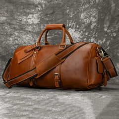 Brown Leather Weekender Bag for Men Vintage Leather Weekend Bag for Men - iwalletsmen