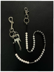 Black Ball Pants Chain Ball Wallet Chain Stone Beaded Wallet Chain Rock Bead Wallet Chain - iChainWallets