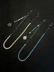 White Turquoise Stone Beaded Wallet Chain Long Bead Wallet Chain for Women - iChainWallets
