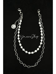 Beaded Wallet Chain Black Turquoise Stone Wallet Chain Double Wallet Chain - iChainWallets