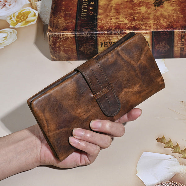 Brown Leather Wallet with Buckle 