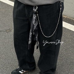 Black Bead Wallet Chains for Men 