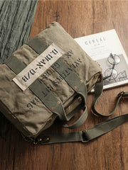 Khaki Canvas Mens Pilot Bag Canvas WWII Bag Canvas Army Weekender Bag Travel Bag for Men