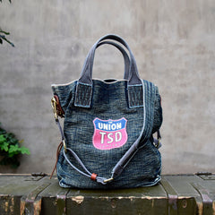 Blue Jean Vertical Tote Bag Denim Tote Handbag Denim Tote Bag Blue Denim Tote Shoulder Bag - Feltify