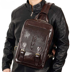 Sling Bag for Big Man - Leather Large Sling Backpack - Large Leather Sling Bag for Big Guys