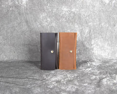 Long Leather Wallet with Flap Mens Wallet with Flap Brown Leather Flap Wallet - iwalletsmen