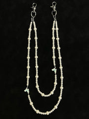 Long Double Beaded Wallet Chain Pearl Bead Wallet Chain for Women - iChainWallets