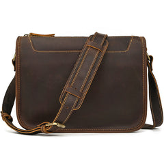 Black Brown Vintage Leather Messenger Bag 
