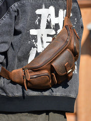 Brown Leather Extra Large Waist Pack - iwalletsmen