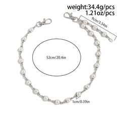 Pearl Wallet Chains Silver Beaded Wallet Chain for Women 