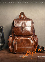 Leather Large Sling Backpack - Material Close-up