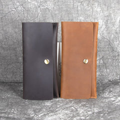 Long Leather Wallet with Flap 