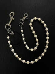 White Ball Wallet Chain Long Ball Pants Chain Bead Wallet Chain - iChainWallets