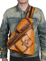 Leather Large Sling Backpack - Front View
