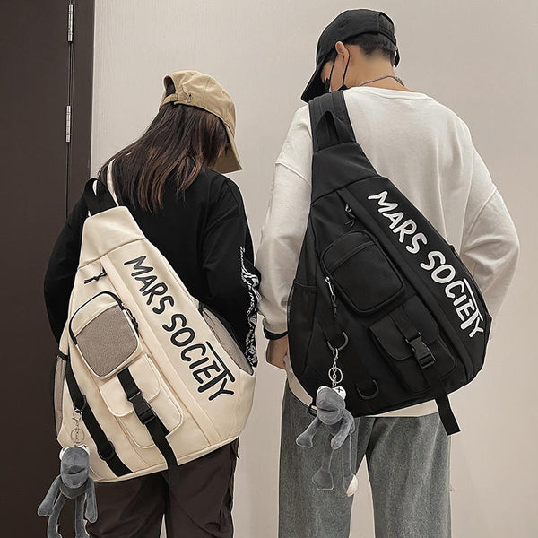 Nylon Large Sling Bag For Men Waterproof Hiking Huge - Front View