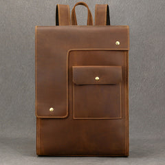 Crazy Horse Leather Backpack Mens 17L Brown Leather Backpack for Men - iwalletsmen