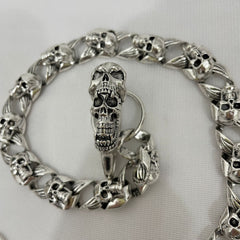 Badass Silver Mens Skull Wallet Chain Cool Skull Wallet Chain Skull Pants Chain For Men