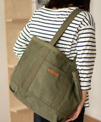 Army Green Canvas Large Tote Bag