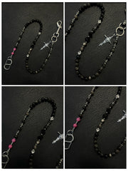 Black Turquoise Stone Bead Wallet Chain Beaded Wallet Chain - iChainWallets