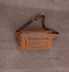 Brown Leather Waist Bag for Men 