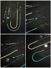 White Turquoise Stone Beaded Wallet Chain Long Bead Wallet Chain for Women - iChainWallets