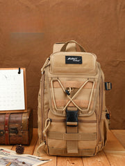 Khaki Tactical Canvas mens large sling backpack