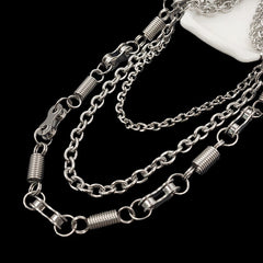 Cool Mens Silver Three Layers Pants Chain Silver Cool Triple Biker Wallet Chains For Men
