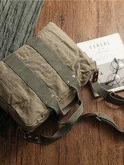 Khaki Canvas Mens Pilot Bag Canvas WWII Bag Canvas Army Weekender Bag Travel Bag for Men