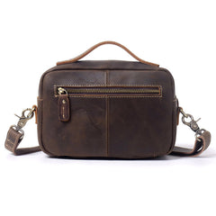 Mens Small Crossbody Bag with Handle Small Mens Crossbody Bag Brown Leather Small Crossbody Bag for Men - iwalletsmen