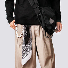 Navy Paisley Bandana Resin Trousers Chain Pants Chain Biker Kerchief Headscarf Jeans Chains
