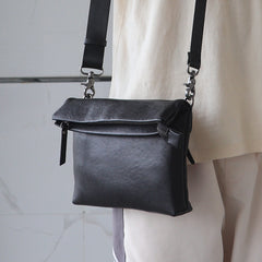 Small Black Leather Shoulder Bag Men Side View