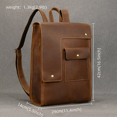 Crazy Horse Leather Backpack Mens 17L Brown Leather Backpack for Men - iwalletsmen