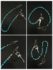 Blue Green Skull Head Wallet Chain Skull Chain for Wallet Skull Wallet Chains - iChainWallets
