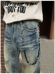 Black Turquoise Stone Bead Wallet Chain Beaded Wallet Chain - iChainWallets