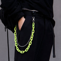 Cute Womens Fluorescent Yellow Resin Jeans Chain Resin Light Wallet Chains Panties Chain For Men