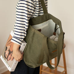 Army Green Canvas Large Tote Bag