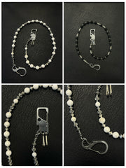 White Beaded Wallet Chain Turquoise Stone Bead Wallet Chain - iChainWallets