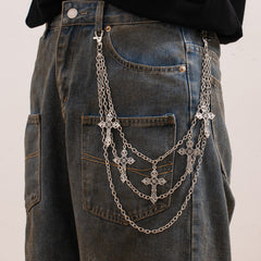 Triple Wallet Chain With Cross Mens Biker Wallet Chain - iChainWallets