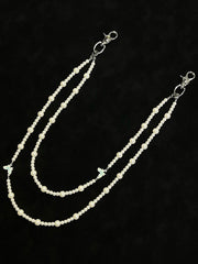 Long Double Beaded Wallet Chain Pearl Bead Wallet Chain for Women - iChainWallets