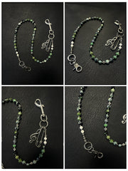 Green Stone Bead Wallet Chain Long Green Beaded Wallet Chain - iChainWallets