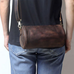 Leather Cylinder Shoulder Bag Mens 