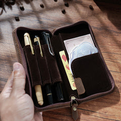 Black Leather Fountain Pen Case Luxury Leather Pen Case - iwalletsmen