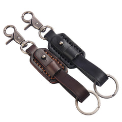 awesome keychains for men​ Handmade Leather Key Fob Men's Leather Keychains Cool Keychains for Car Keys 