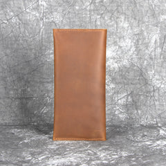 Long Leather Wallet with Flap Mens Wallet with Flap Brown Leather Flap Wallet - iwalletsmen