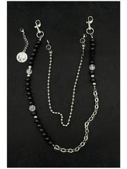 Beaded Wallet Chain Black Turquoise Stone Ball Wallet Chain Double Wallet Chain - iChainWallets