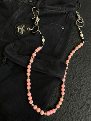 Pink Ball Wallet Chain Ball Pants Chain Turquoise Stone Beaded Wallet Chain Bead Wallet Chain - iChainWallets