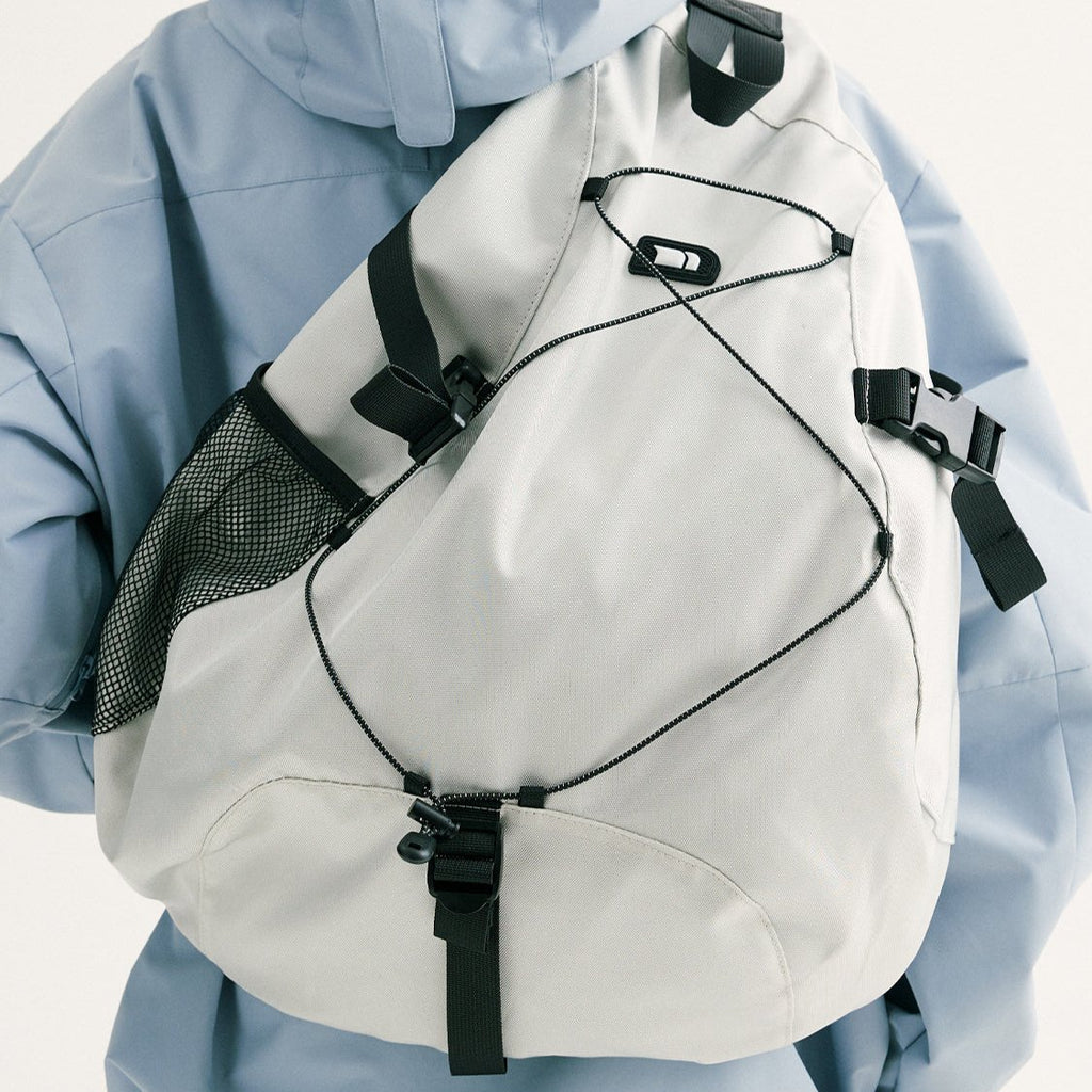 crossbody sling bag men travel White Travel Large Sling Bag For Men White Nylon Large Chest Bag Mens – iChainWallets