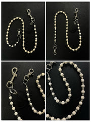 White Long Ball Pants Chain Turquoise Stone Beaded Wallet Chain Bead Wallet Chain - iChainWallets