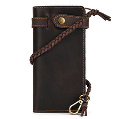 Dark Brown Leather Biker Wallet